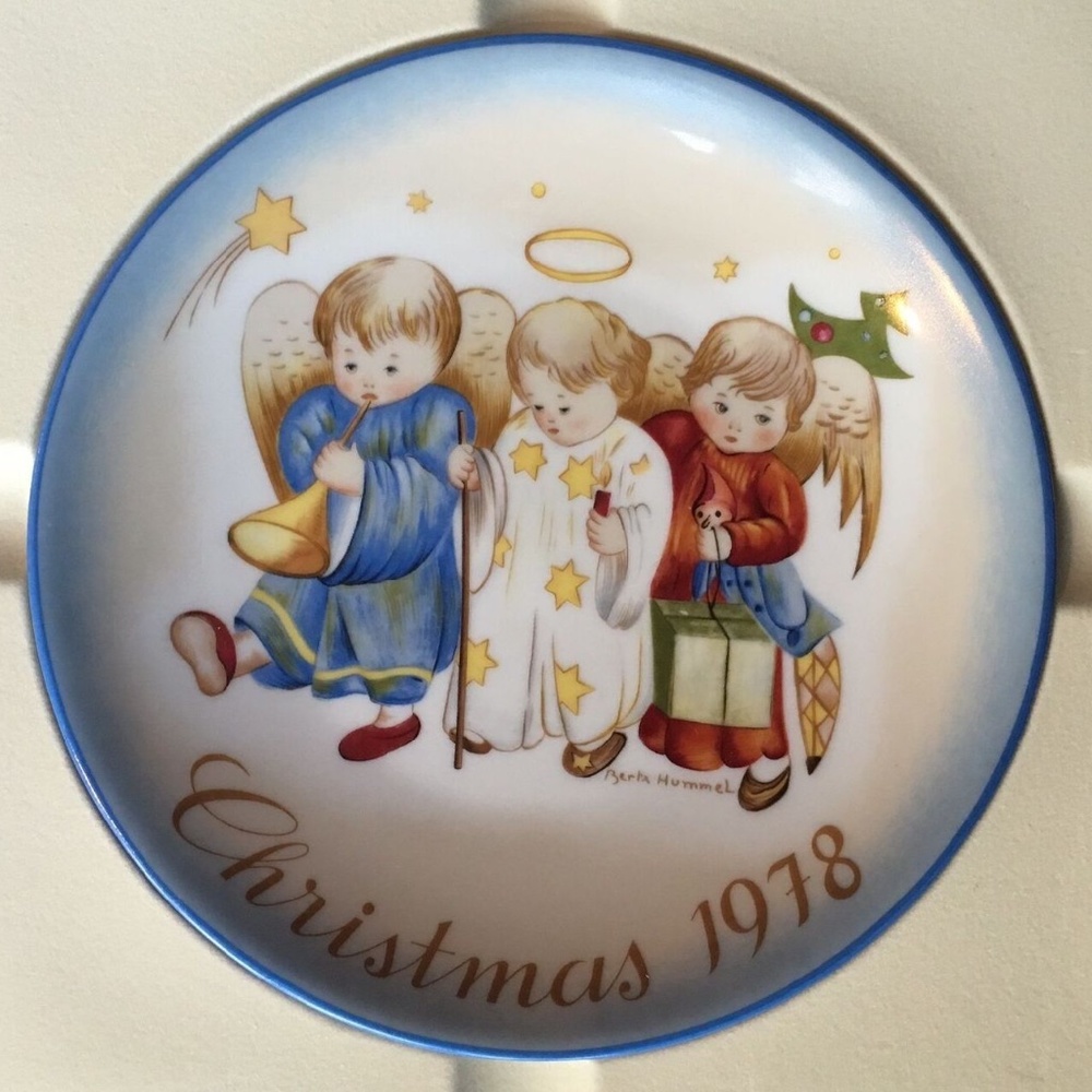 Vintage 1978 Heavenly Trio Angels Porcelain Ltd Ed Christmas Plate Schmid w Box